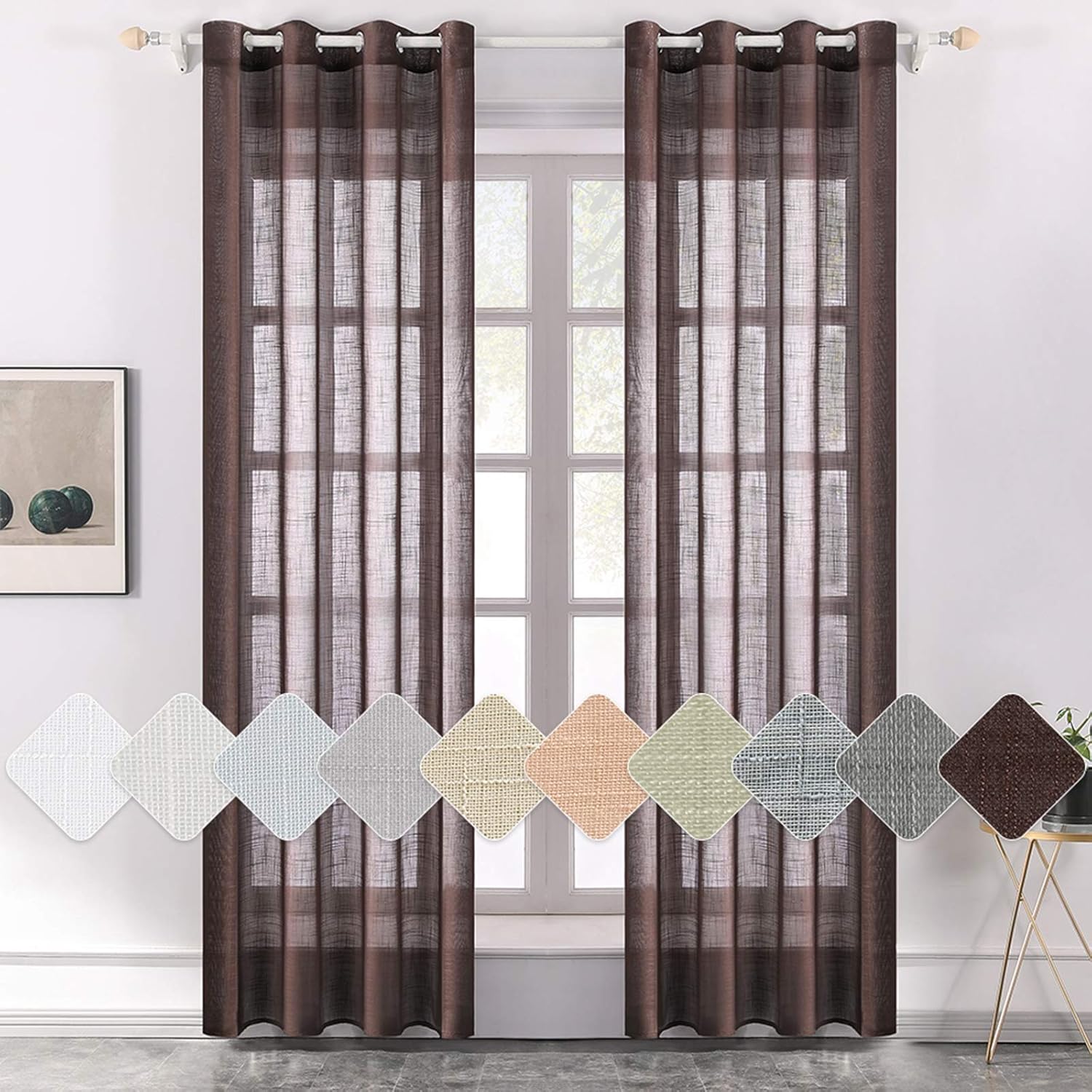 ojales raya cruzada cortina translucida