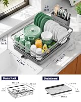 Kitsure Dish Drying Rack Space-Saving Stainless Steel with Cutlery Holder view 2