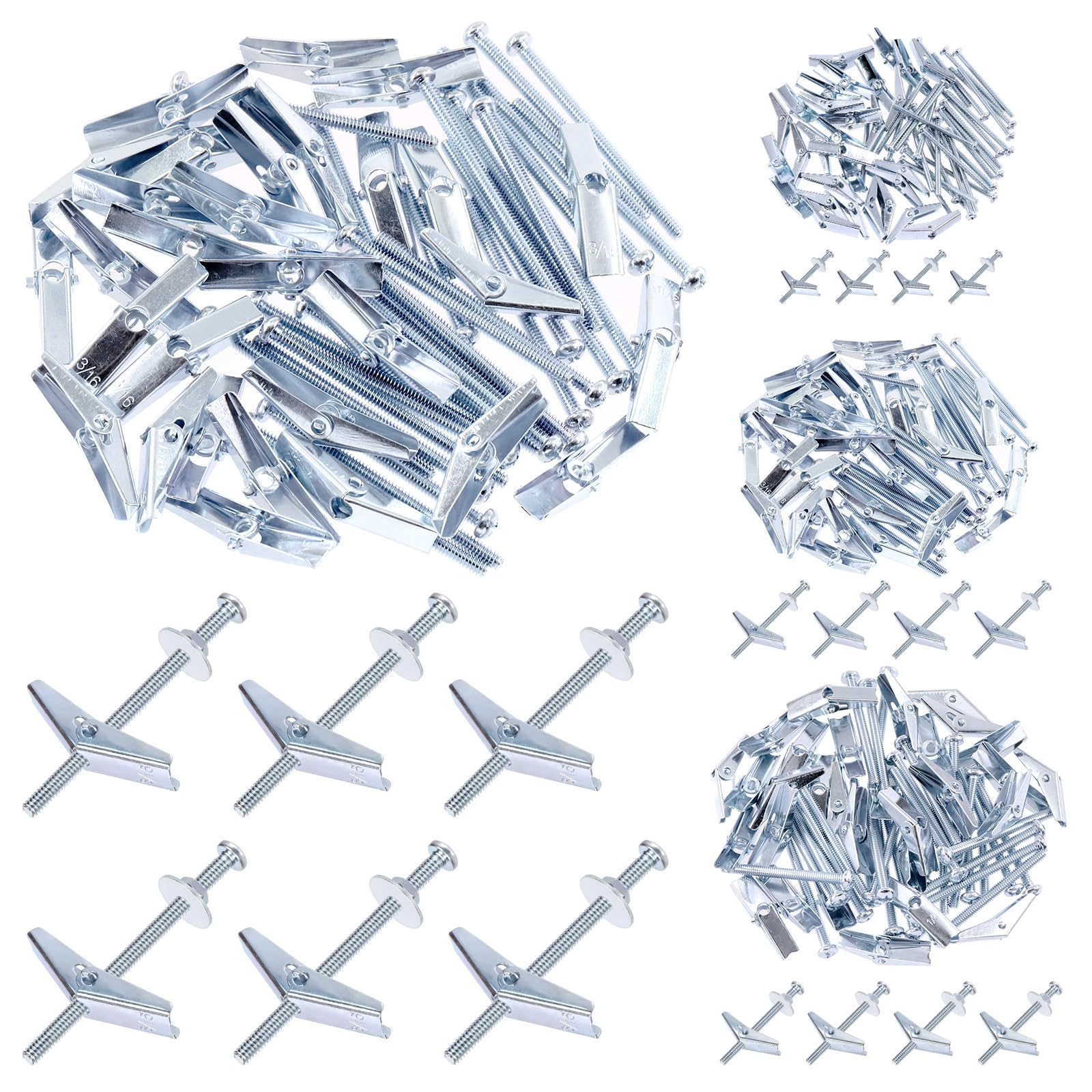 Mardatt 30Pcs 3/16'' Toggle Bolts Assortment Kit, Heavy Duty Toggle Bolt and Wing Nut Toggle Anchors Bolts Hollow Wall Bolts for Hanging Heavy Items on Drywall