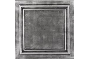 À LA MAISON CEILINGS A La Maison Ceilings R24 Line Art Foam Glue-up Ceiling Tile (21.6 sq. ft./Case), Pack of 8, Antique Silver