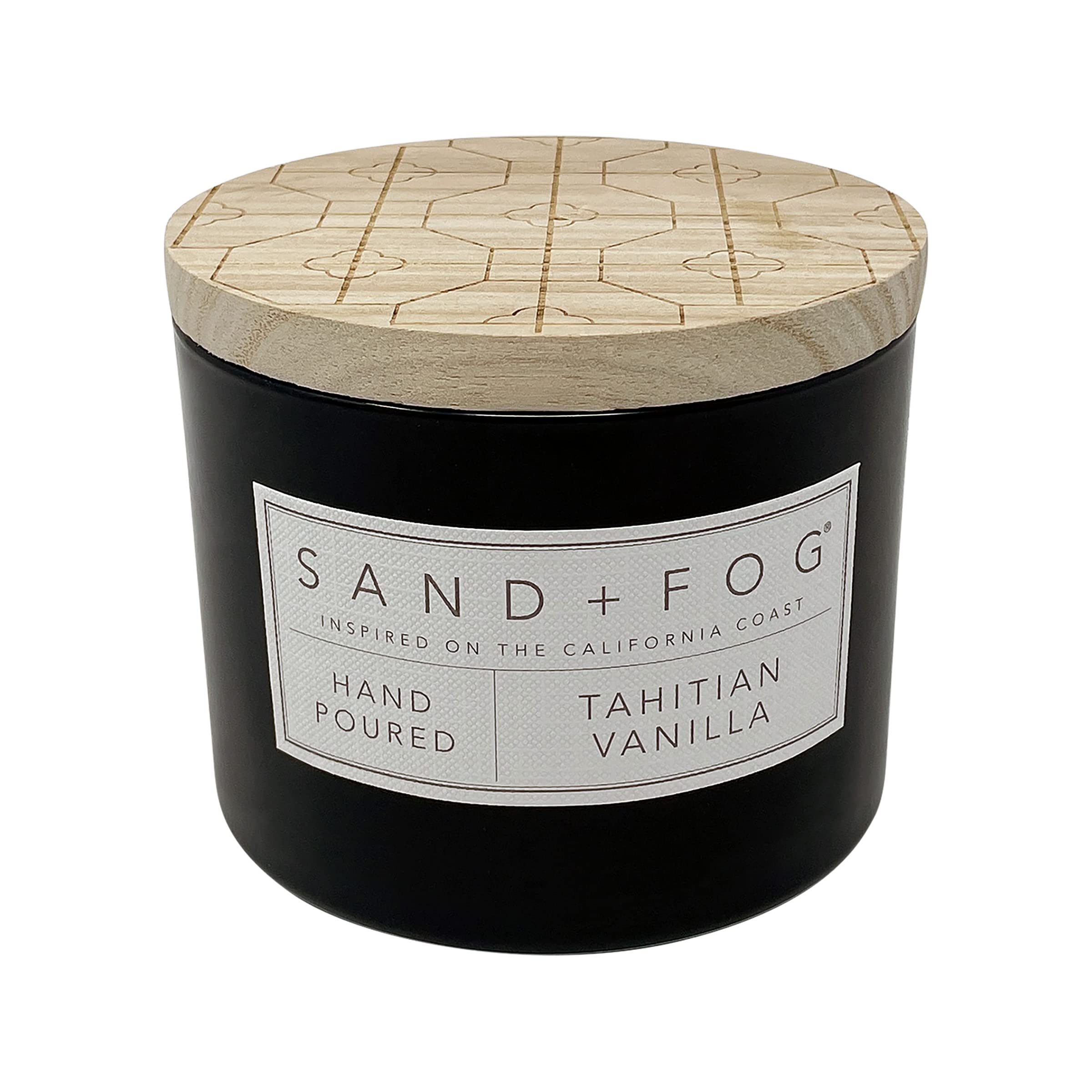 Sand + Fog Scented Candles for Home Jar Candles Tahitian Vanilla 12 Oz Black