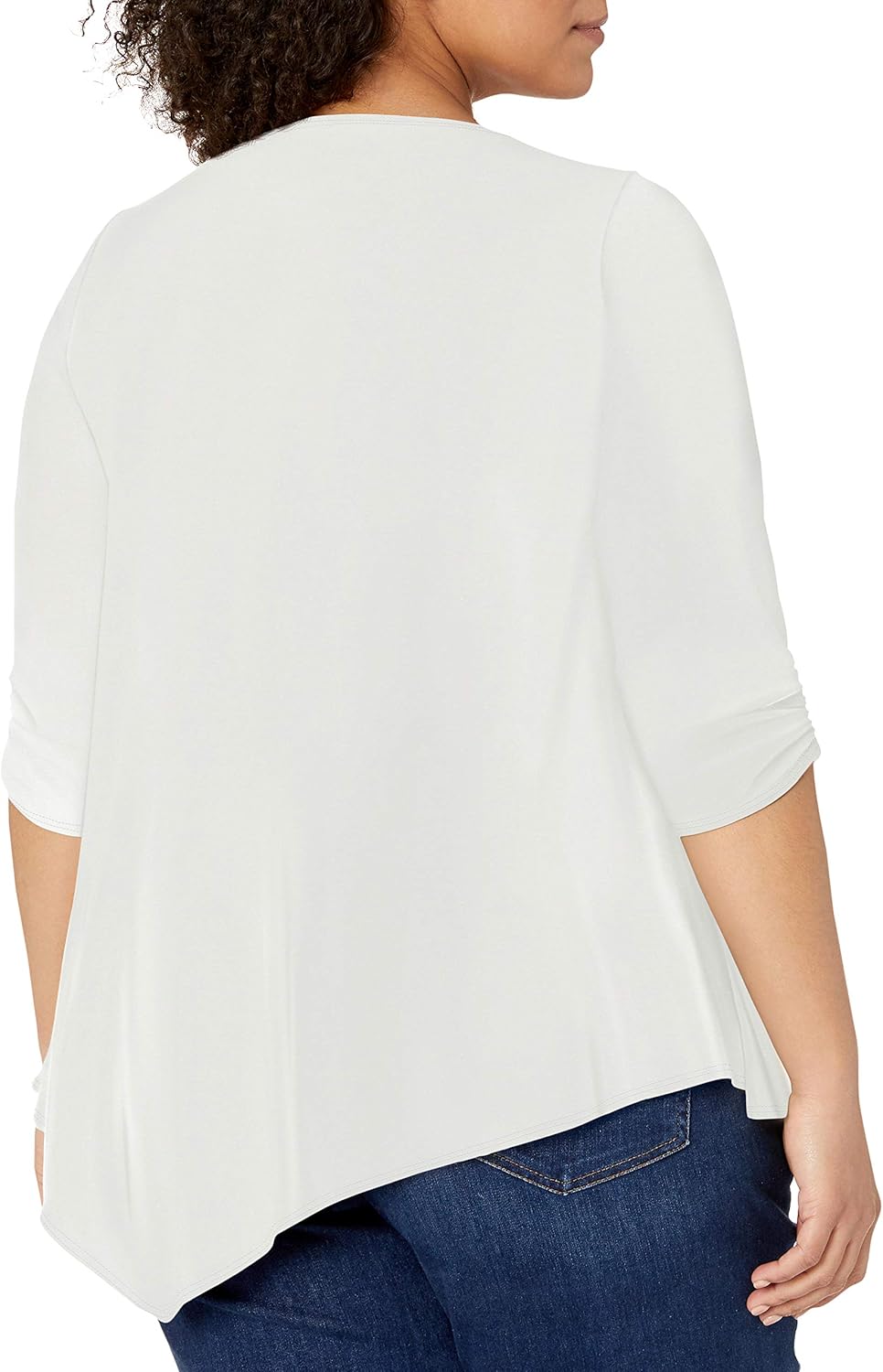 Star Vixen Women's Plus-Size Elbow-Cinch Sleeve Hanky Hem Top at  Women’s Clothing store