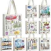 Bulyoou 9 Pcs New York Tote Canvas Bags Souvenir Gift Grocery Shopping Tote Bag for Travel Gifts