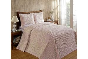 Better Trends 1 Piece Chenille Bedspread King Size 100% Cotton Chenille Bedspread Lightweight Bedding Floral Design Bedroom Decor Pink Florence Collection