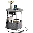 Amazon.com: VASAGLE Side Table with Charging Station, Round End Table ...
