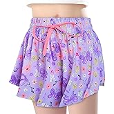 Butterfly Shorts Girls Flowy Athletic Shorts 2-in-1 Skorts for Teen Girl Skirt Clothes for Tennis Cheer Soccer