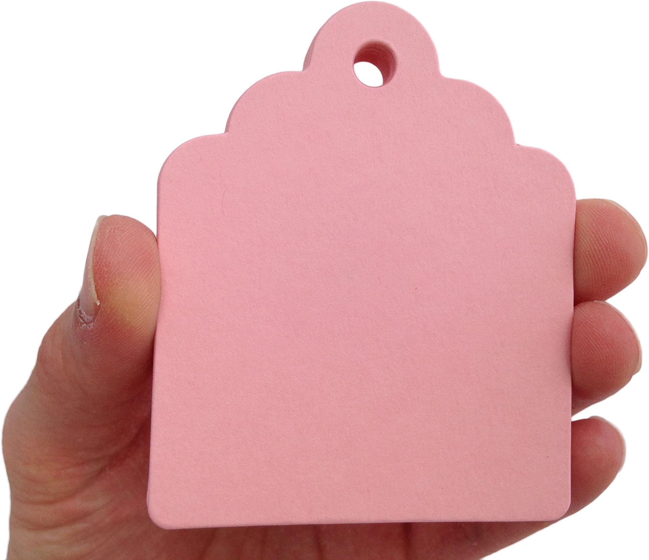100 Count Medium Chubby Scalloped Top Paper Tags - Create Something Truly Unique! (Pink Lemonade)