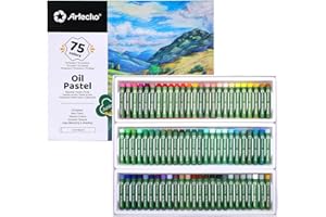 Artecho Oil Pastels Set of 75 PCS (8 x 60 mm), Soft Oil Pastels for Art Painting, Drawing, Blending, Art Supplies for Artists