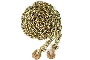 Towmavin Transport Binder Chain 20 Foot 3/8 Inch Clevis Hooks 26,400 lbs Break Strength for Load Tie-Down Fixed Cargo Flatbed Truck Trailer Chain-1Pack