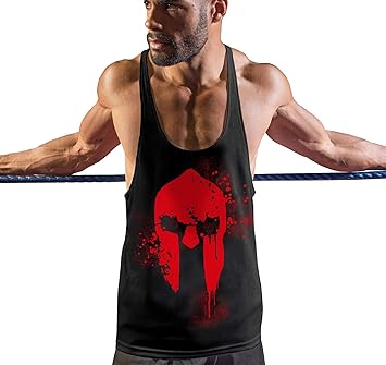Stylotex Stringer Fitness Tank Tops Spartan Helmet Herren Gym Tshirts für Performance beim Training | Männer ärmellos | Funkt