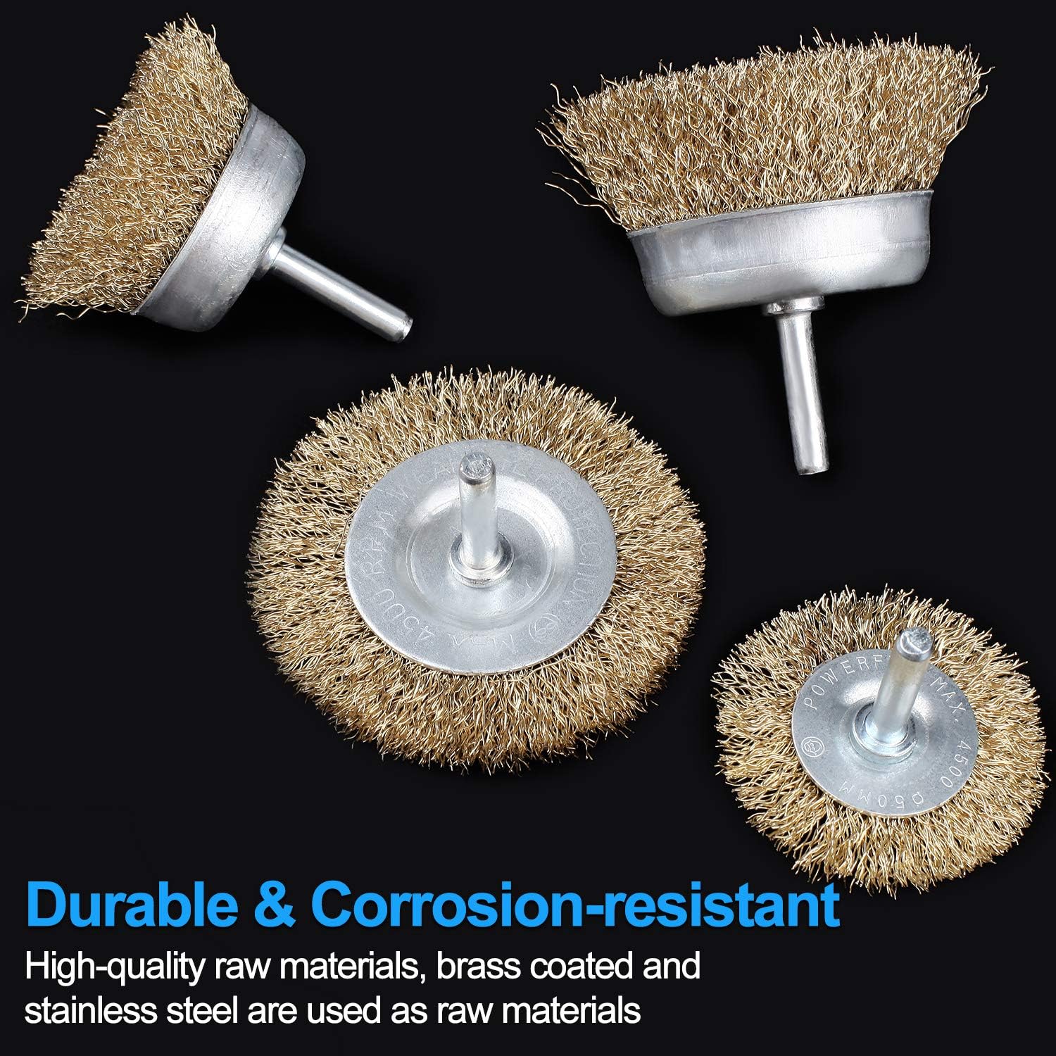 Wire Brush for Drill 10pcs Brass Coated Wire Wheel for Drill Multi Sizes Rotary Wire Brush Drill Attachment for Cleaning Rust,Removing Paint - Image 4