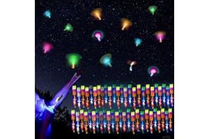 Ynybusi 100 Pcs Slingshots Rocket Launcher for Kids, 50 Slingshot+50 Glow Helicopter,Finger Rocket with Led Lights,Glow in the Dark Outdoor Flying Toys Christmas Birthday Gifts Party Favors for Kids