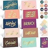 Decorably 50 Pack Gold-Foiled 6x4in Blank Congratulations Cards with Envelopes and Stickers, 10 Elegant Designs for Graduation, Engagement, Weddings, Milestones, Achievements, Gifting, Mailing