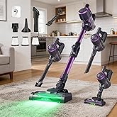 POMBEU Cordless Vacuum Cleaner, Hardwood Floor Vacuum Cleaners for Home, Stick Wireless Vacuum with LED Light, 50 Min Runtime and Self-Standing, Lightweight Vacuum for Pet Hair, Carpets & Hard Floors