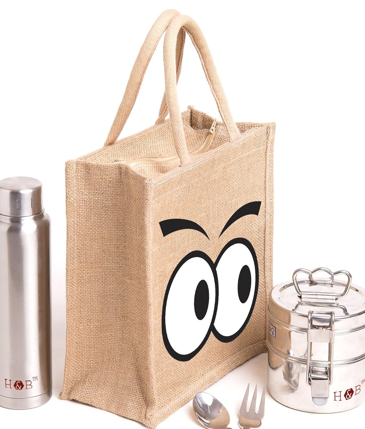 h&b women's multipurpose waterproof jute tote bag, beige