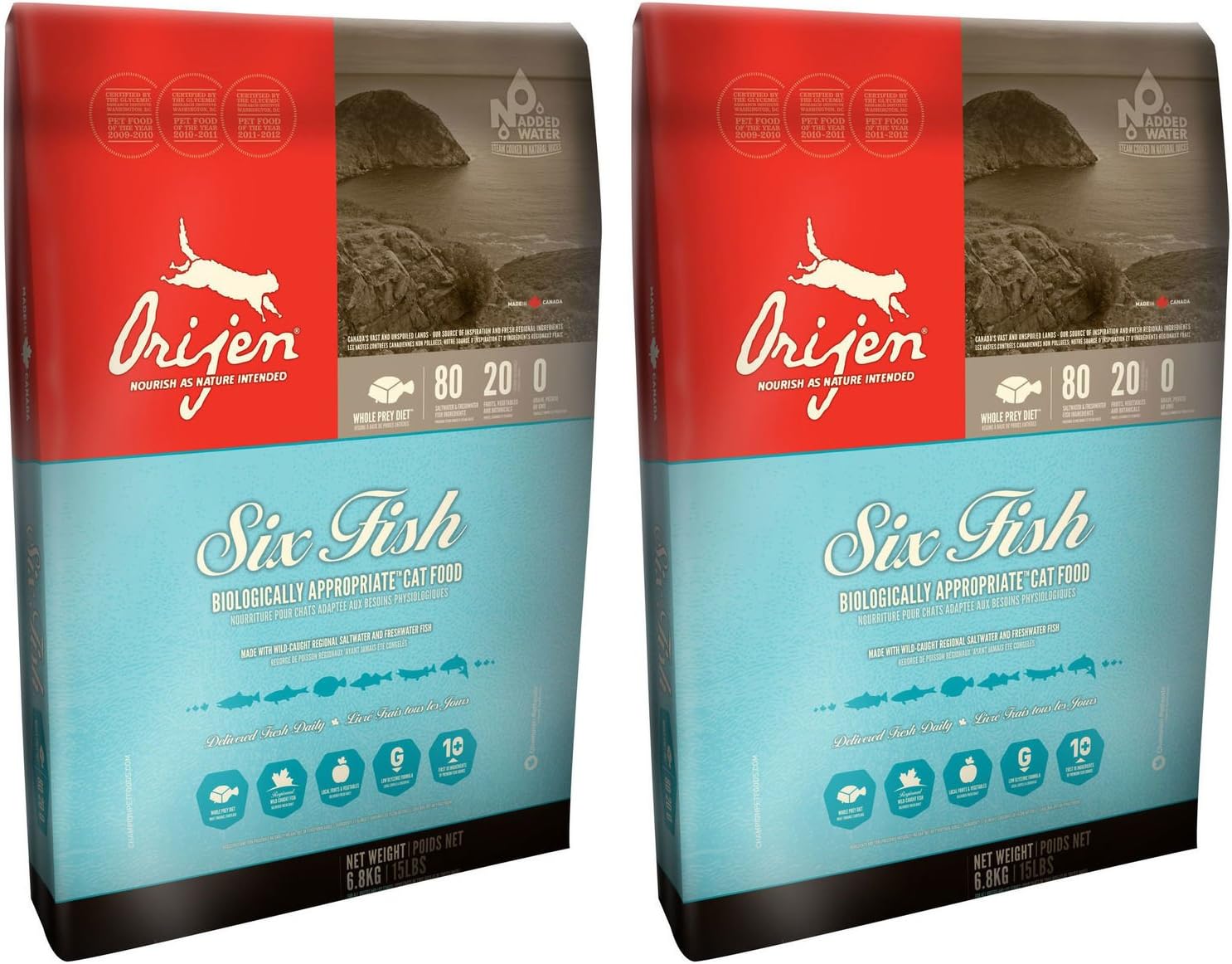 2 X 5 4kg Orijen 6 Fish Dry Cat And Kitten Food Multibuy Not 2 X 6 8kg Amazon Co Uk Kitchen Home