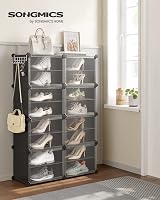 SONGMICS Interlocking Shoe Rack 8-Slot Storage Cabinet with Doors Black view 3