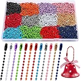 XGHSHW 240 Pcs Ball Bead Chain Colored Ball Chain Keychain Bulk Metal Hanging Chains Necklace Connector for DIY Craft Jewelry Dog Tag Necklace Chains Making Hanging Christmas Ornaments (12 Colors)