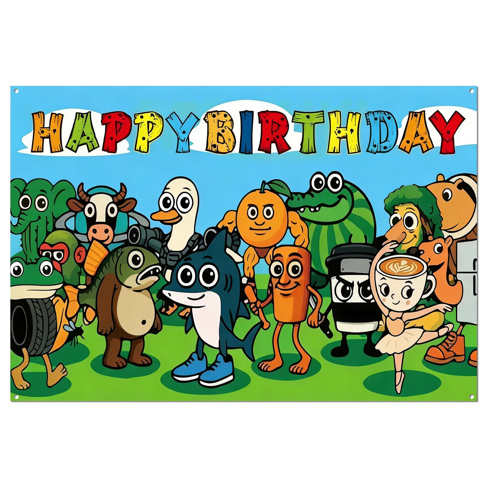 6x4 ft Brainrot Birthday Backdrop, Polyester Brainrot Birthday Banner, Large Brain rot Birthday Party Decorations