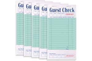 Alitte Guest Check Books for Servers Order Book 5 Pack Restaurant Server Notepads with Serial Numbers, Menu Labels Waitress Booklet for Diner, Cafe, Food Truck, Catering Business, Delivery - 50 Sheets