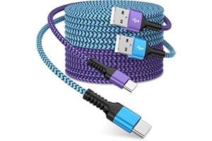 USB Type C Cable 10ft for iPhone 17/16/15 Charging Cable, 2Pack Extra Long Braided USB C to USB A Cord for iPhone 17 Pro Max,