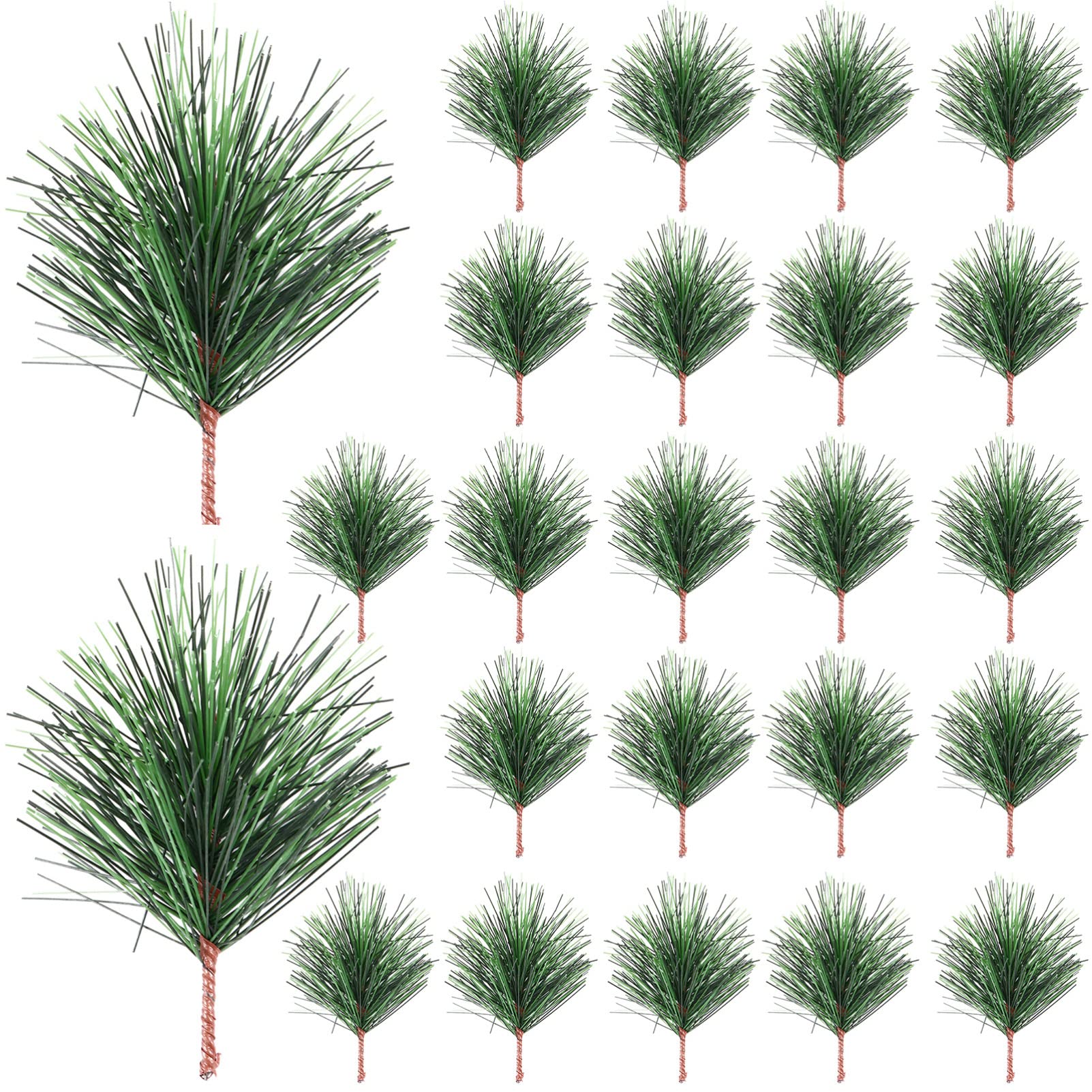 Amosfun 24Pcs Small Artificial Pine Picks Artificial Plants Christmas Pine Branches for Christmas Flower Arrangements Wreaths and Holiday Decorations