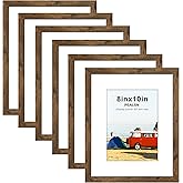 PEALSN 8x10 Picture Frame Set of 6, Display Pictures 5x7 with Mat or 8x10 without Mat for Wall Mounting or Table Top Display, Photo Frames Collage for Wall Decor, Rustic Brown