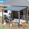 AECOJOY Pergola 10'x8' Hardtop Outdoor Gazebo for Patio, Small Heavy Duty Lean to Metal Pergolas and Gazebos Clearance, Wall-Mounted Grill Gazebo Galvanized Steel Patio Roof Awnings for Patio, Decks