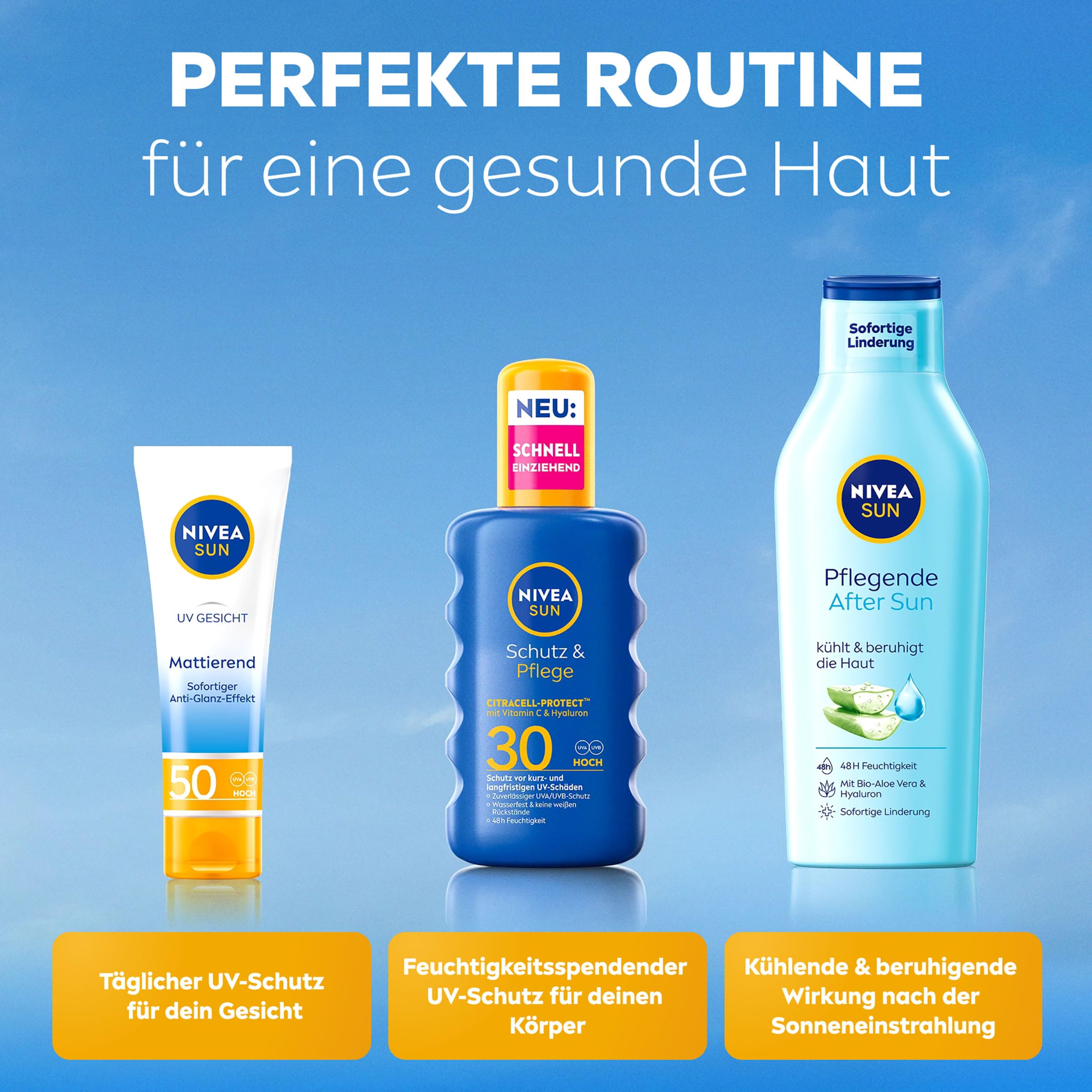 NIVEA SUN Schutz & Pflege Sonnenspray LSF 30, wasserfestes Sonnencreme Spray mit Vitamin C & Hyaluron, schnell einziehender Sonnenschutz für 48h Feuchtigkeit (200 ml) 7