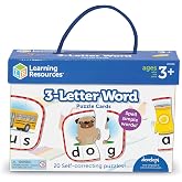 Learning Resources 3 Letter Word Puzzle Cards | Spelling Flashcards for Kids, Phonics Game, Kindergarten Learning Puzzles, Learn to Read Games, Sight Words Flash Cards