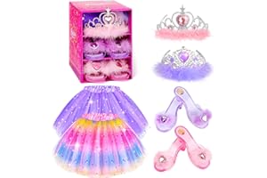 BIBUTY Kids Princess Dress Up Clothes for Little Girls, Pretend Play & Dress Up Costume Set for 3-6 Toddler Little Girls