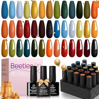 Beetles Gel Polish 23 Pcs Fall Festival Set 20 Colors Base Top Coats