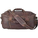 Masa Kawa Leather Duffle Bags for Men, 30L Travel Gym Overnight Weekender Duffel Bag with Dividers Toiletry Wet Pocket, Vintage Brown