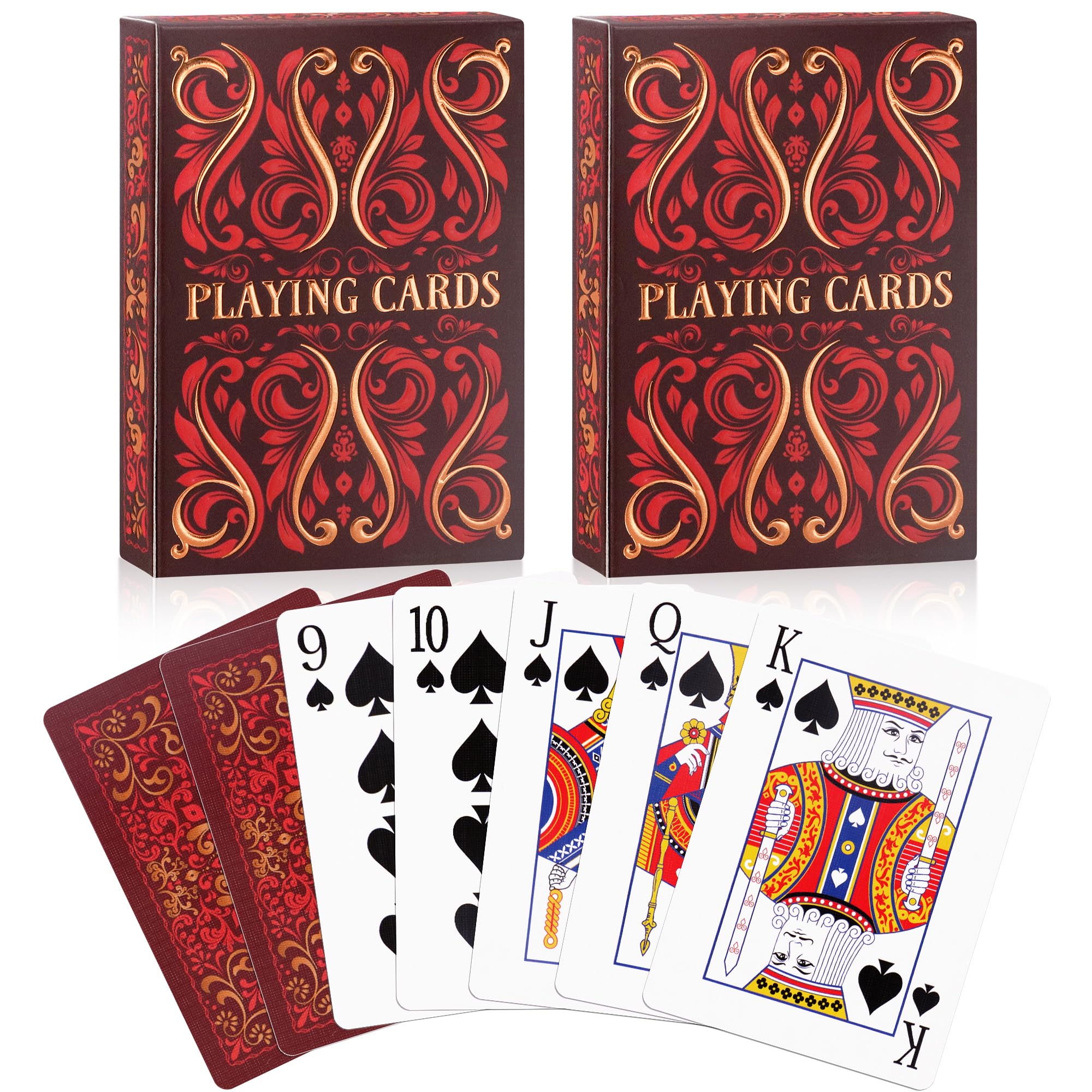 Aomaic Playing Cards 2 Pack Standard Index Playing Card Premium Poker Set Card Games for Adults Deck of Playing Cards for Travel Camping Family Games Night Party Games