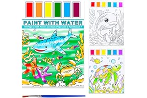 BAOXUE Water Color Paint Sets for Kids,Pocket Watercolor Painting Book,Paint with Water Books for Toddlers,Art Craft Set for Girls Boys Ages 4 5 6 7 8 Travel Coloring Kit Stocking Stuffers Gifts(Sea)