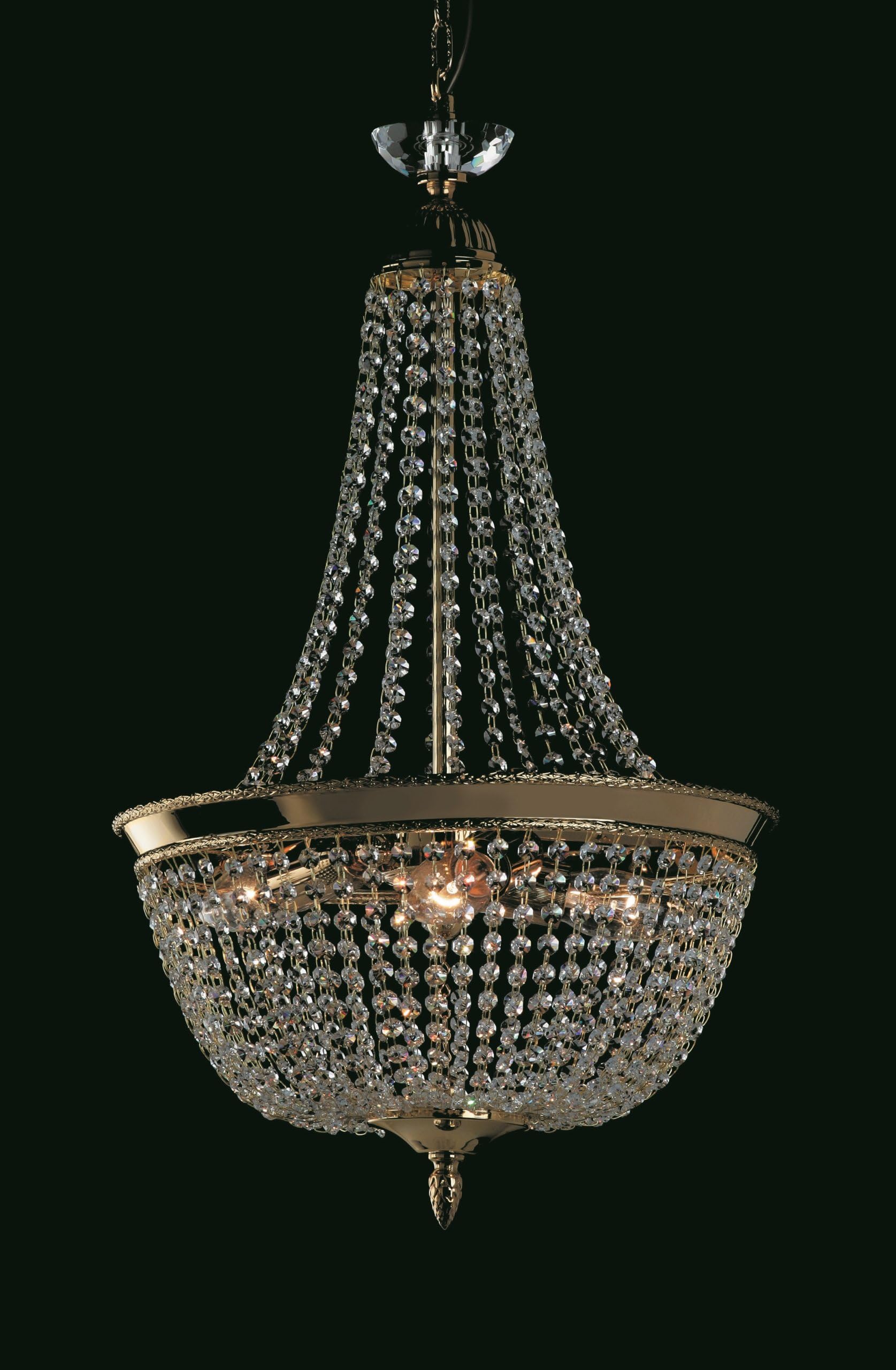 Herne 3 Light Crystal Strass Empire Chandelier Nickel