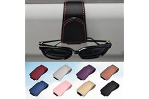 HOFFI Black Sunglasses Holder for car Visor, Magnetic Leather Sunglasses Clip for car Visor, car Accessories for Women and Men Interior, 1 Pack Visor Sunglasses Holder Clip（Black）