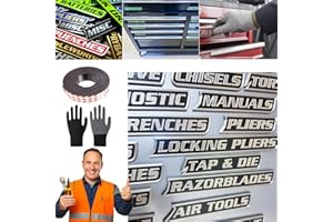 LINNAVARV Magnetic Tool Box Labels, 2026 New Upgrade High Magnetic Toolbox Labels, 12/24/36 Pack of Custom Premium Magnetics Toolbox Label for Tool Organization, for Mechanics, Diyers (Black, 12Pack)