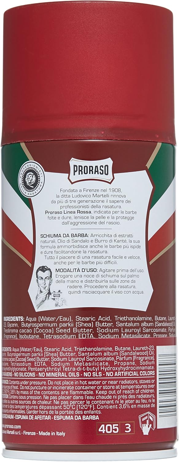 Proraso Red Nourish Shaving Foam, 300 ml, 300 ml (Pack of 1) - Image 3