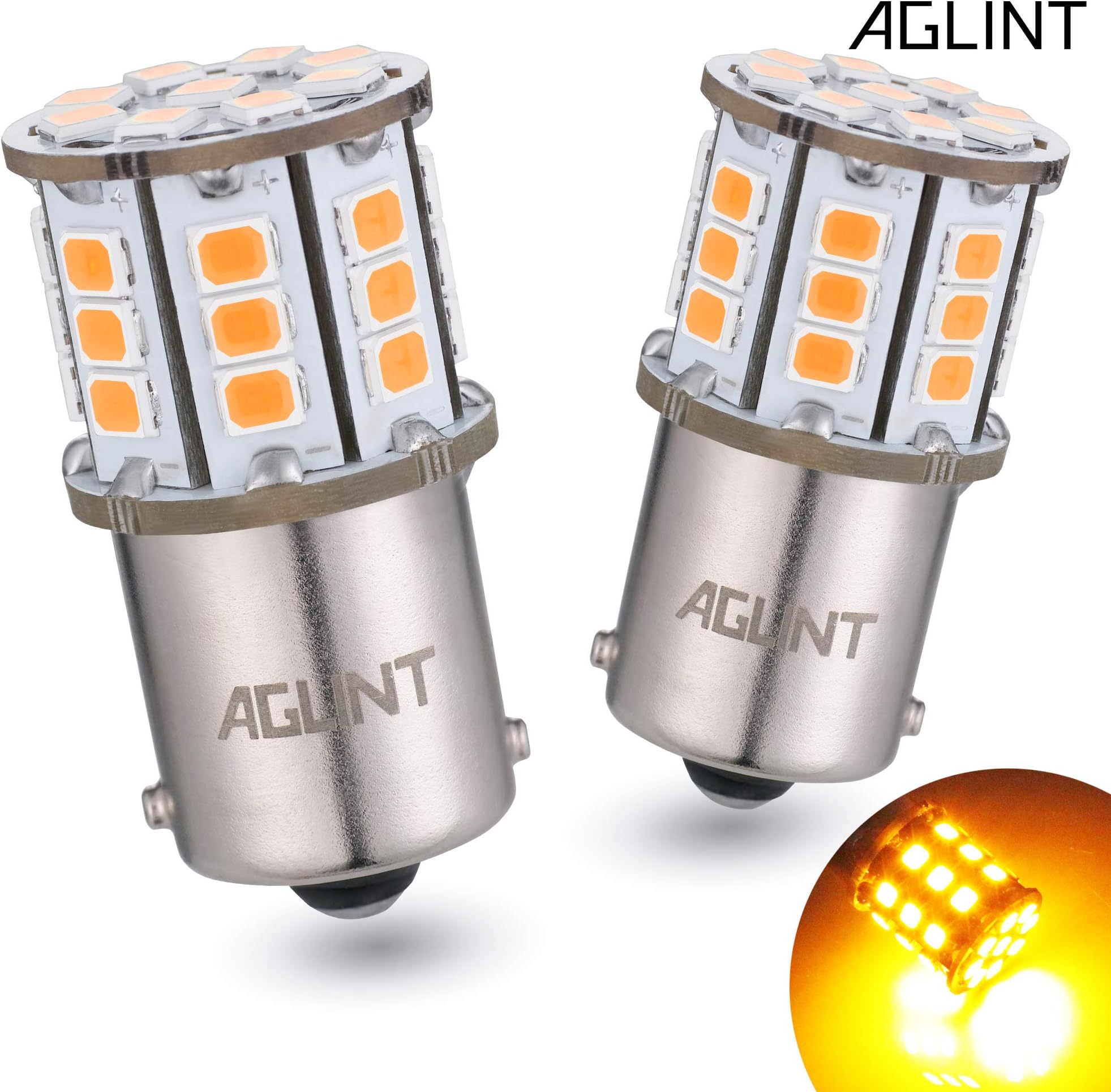 AGLINT 1156 LED Bulb 2835 33-EX Chips P21W 382 Ba15s 7506 1141 1003 Used For Tail Lights,Turn Signal Light,Rv lights,Fog Lights Amber