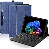 Akkerds Compatible with Microsoft Surface Pro 12 Case 2025, Multiple Viewing Angle Case with Slim Pen 2 Holder, Business Portfolio Leather Type Cover, Navyblue