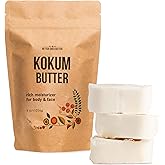 Raw Kokum Butter Unrefined - Body Butter Bar for Soap Making and DIY Skin and Hair Care Products - Pure, Unscented Moisturizer for Lotion Base - 8 oz Block