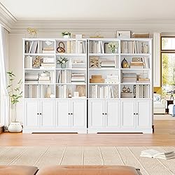 FINETONES 73" Tall Bookshelf with Doors, 6-Tier