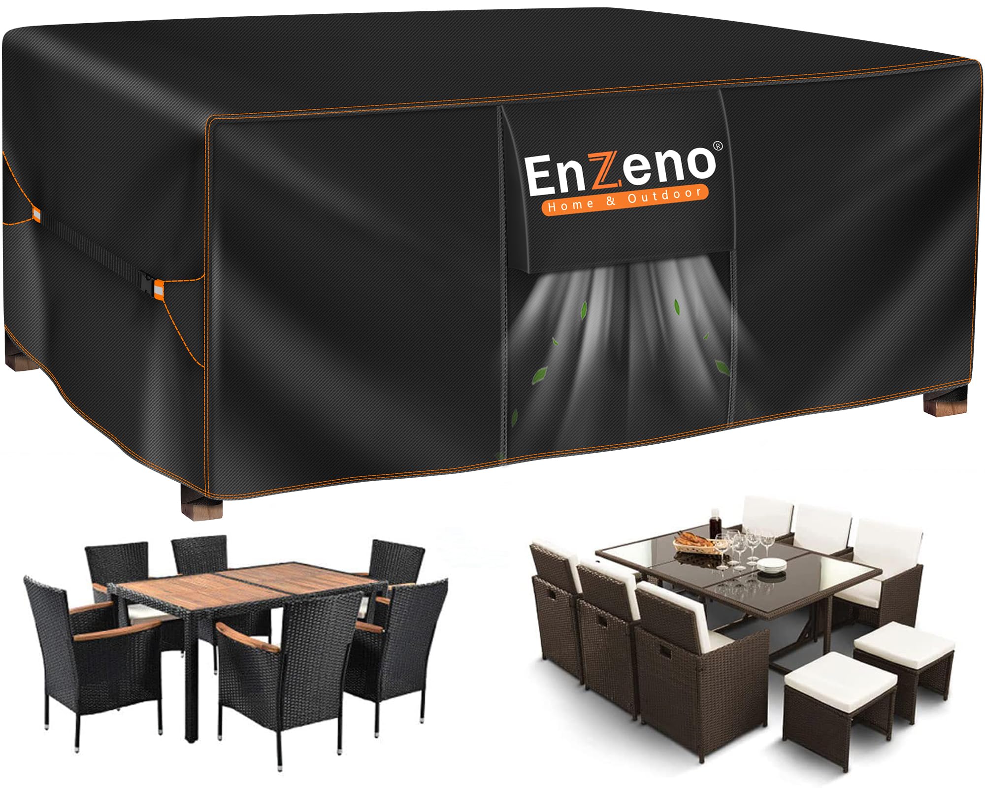 Enzeno Garden Furniture Cover,180X100X74cm Garden Table Cover Waterproof,420D Heavy Duty Oxford Polyester Outdoor Patio Covers Rectangular Windproof,Anti-UV for Chair and Table Patio Set Covers