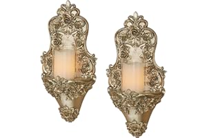 Touch of Class Victoria Rose Wall Candle Sconce Pair | Traditional Set of Two | Victorian Style Sconces for Bedroom, Bathroom, Kitchen Hallway, Movie Set | Elegant Candlholder