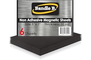 BANDLE B. Bandle B Magnetic Sheets for Crafts 5" x 7". Pack of 6. Flexible Non Adhesive Magnetic Sheet for Metal Cutting Die Storage. Easy to Organize and Cut for Arts & Crafts or Scrapbooking.Thickness 30 mil.