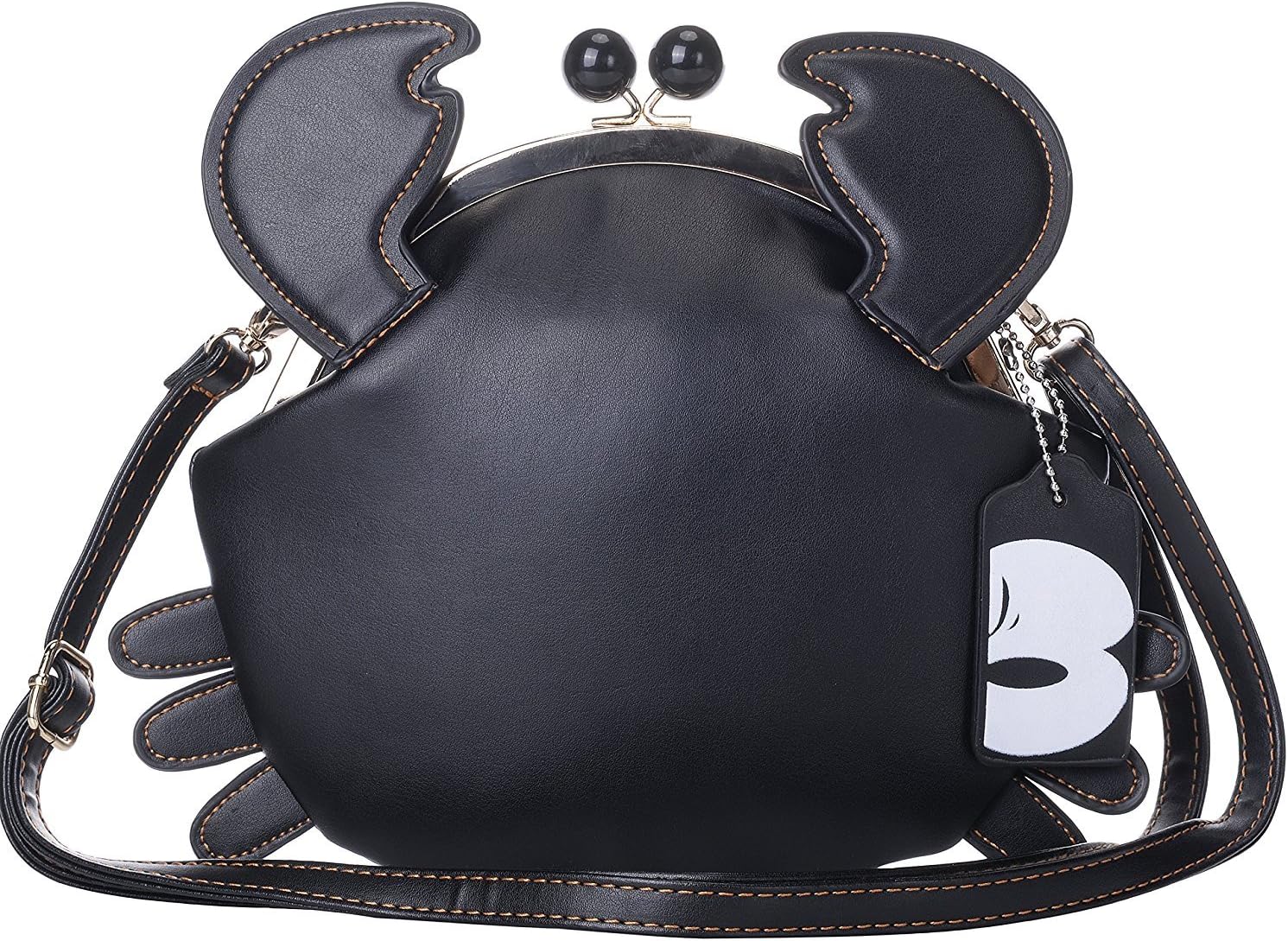 Haolong Women's PU Crab Clasp Closure Handbag Cute Satchel Shoulder Bag Pu Leather Bag (black)