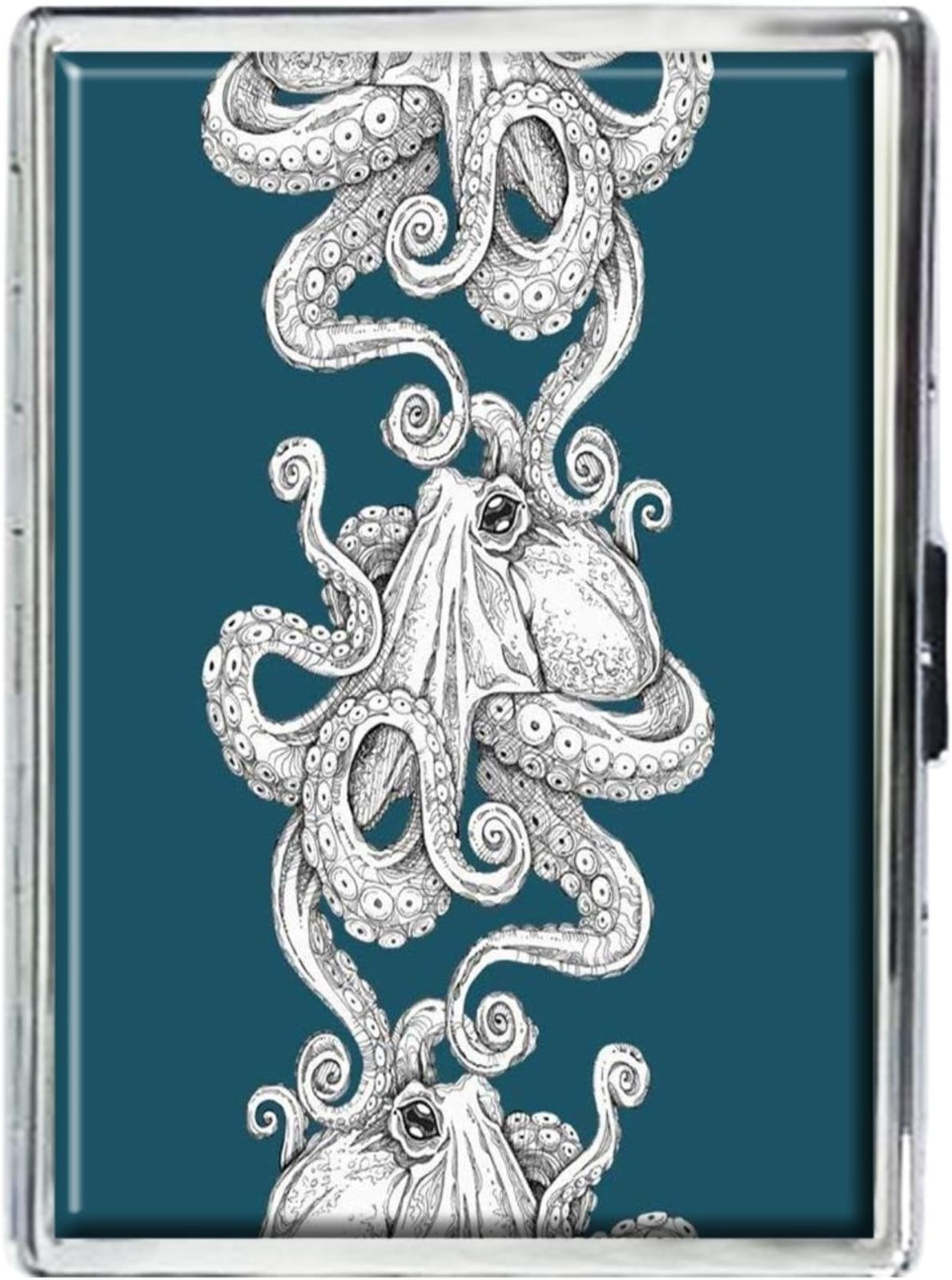 Kraken Octopus Design Stainless Steel ID Cigarettes Case Holder Stylish Credit Card Wallet