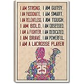 Personalized Lacrosse Poster & Framed Canvas, I Am A Lacrosse Player Home Office Decor, Custom Name Number Bedroom Living Room Aesthetic Wall Art Gift For Son, Boy, Birthday Gift