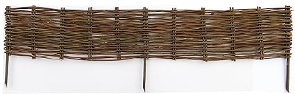 EXCOLO Beetbegrenzung aus Weide 10 Stück· Beeteinfassung Größe 20 cm H x 120 cm L · Weidenzaun zur Beet-Umrandung oder Weg-Ab